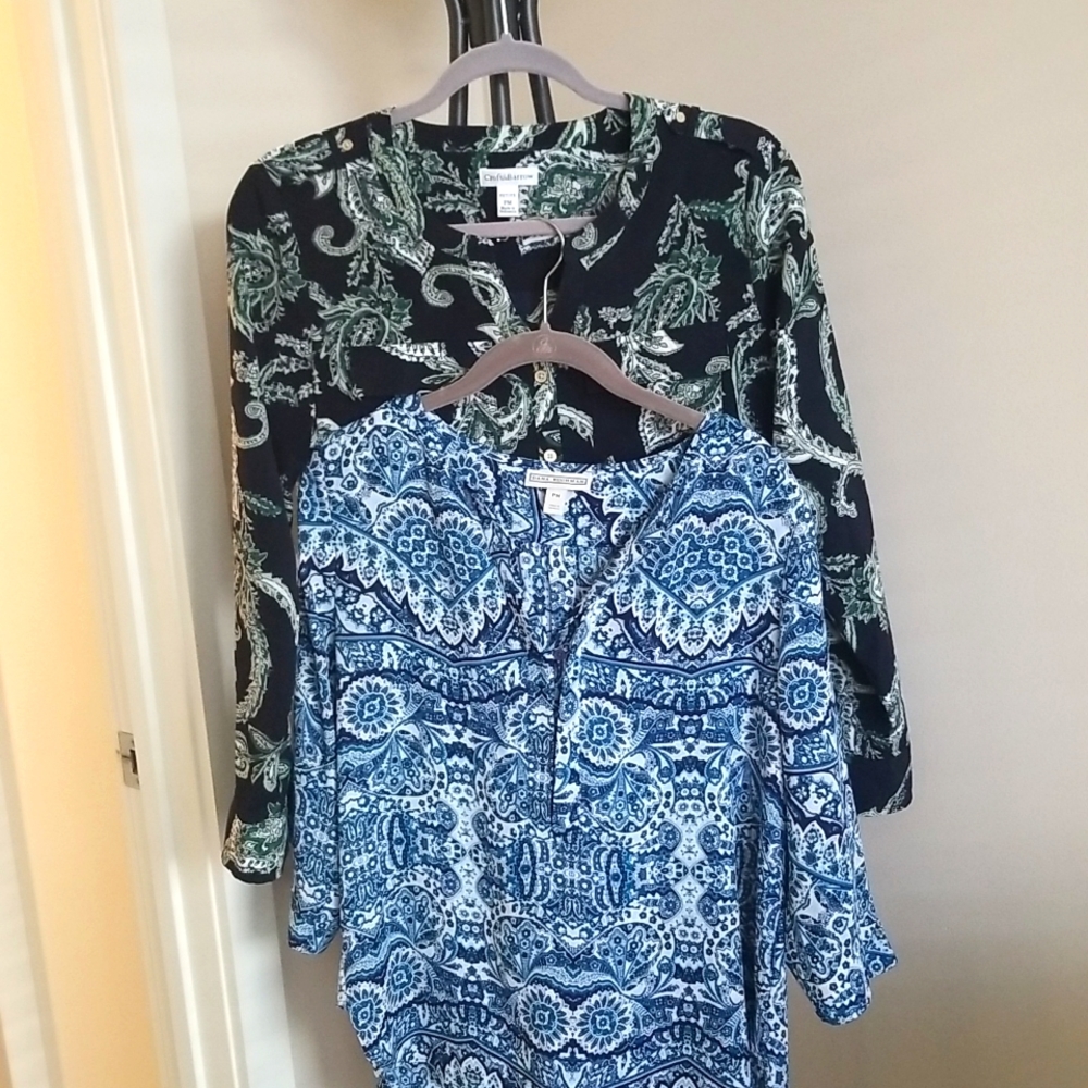 1 Dana Buchman Blue Blouse & 1 Croft & Barrow Dark Blue/Green Sz Pm